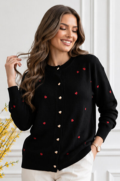 benguen Hearted Knitwear Cardigan N3219 Black