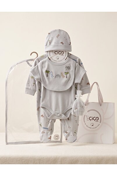 MiniKids Set cadou 5 piese, dinosaurus, gri