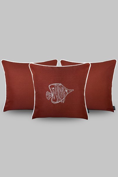 VISIONARIO Embroidered Fish Pattern Decorative Edged Water-Repellent Fabric O...