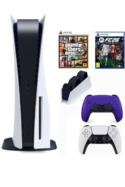 Sony Playstation 5 Cdli Standart kasa + 2.kol Dualsense Mor + Şarj istasyonu ...