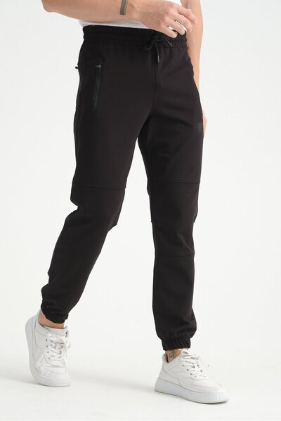 Shooter Sportswear Black Men's Jogger Sweatpants with Zipper Pockets