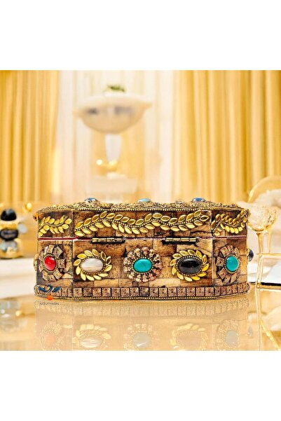 Novitson Le Prismaura – Handcrafted Natural Material Artifact Jewel Box | Textured Exterior, Gemstone Inlay, Velvet Interior | Artisan Keepsake & Collector's Art