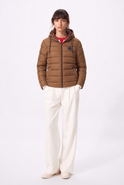 D1fference Women's Brown Hooded Puffer Coat Warm Water Repellent Windproof Winter Coat
