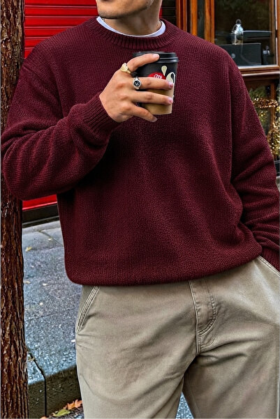 SERABLANKA Men's Standard Fit Crew Neck Knit Sweater