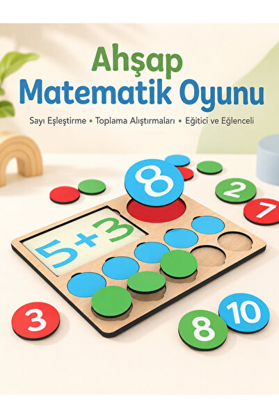 Genel Markalar Montessori Ahşap Matematik Öğretim Seti – Sayı Eşleştirme ve Z...