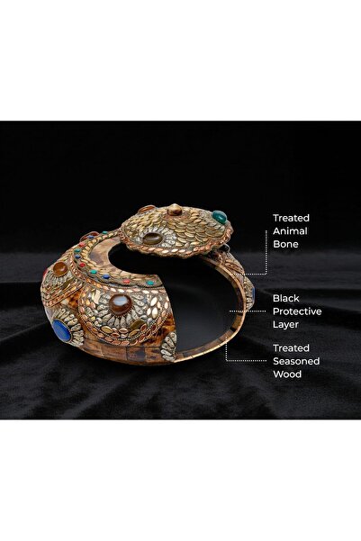 Novitson Amicus Gemma – Handcrafted Bone Artifact Jewel Box | Natural Bone Exterior, Gemstone Inlay | Artisan Keepsake & Collector's Art