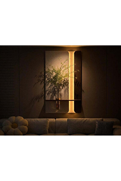 Generic ديكور جداري LED مصنوع يدويًا مع مزهرية ورف وجهاز تحكم عن بعد، مقاس 59 سم × 99 سم