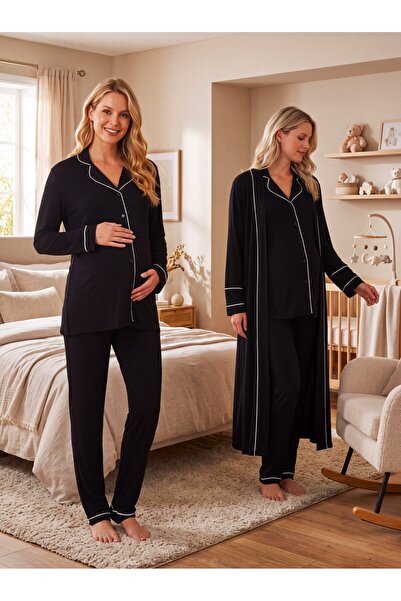 Lohussa New Season Black Piping Detailed Full Buttoned Design Long Sleeve 100...