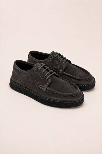 VARNAS Men's Anthracite Genuine Leather Suede Casual Lace-Up Shoes – Mocca