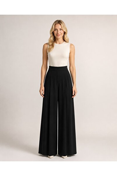 Serpirella Butik Pleated Back Flap Detail Trousers