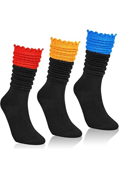 OtherMax Șosete de damă tricotate, set 3 perechi, multicolore, mărime univers...