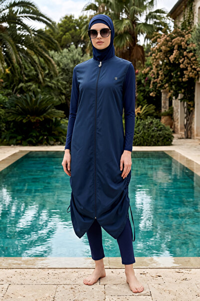 Haliç Mayo Full Length Parachute Full Covered Hijab Swimsuit 6068 Dark Navy Blue