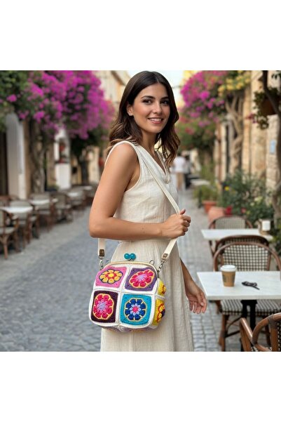 B BUL AKSESUAR Women's Colorful Knitted Bag |   Floral Patterned Handmade Loo...