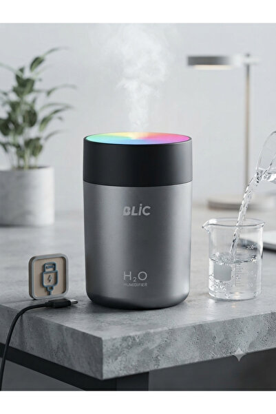 Blic Aura Akse Renkli Işıklı 300 ml USB Hava Nemlendirici ve Buhar Makinesi (...