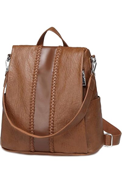GENERAL Fashi Women's Fashion Anti-Theft Pu Leather Backpack, Classic Woven P...
