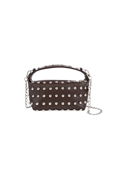 MAISONE Bitter Brown Staple Detailed Chain Strap Women's Shoulder & Crossbody...