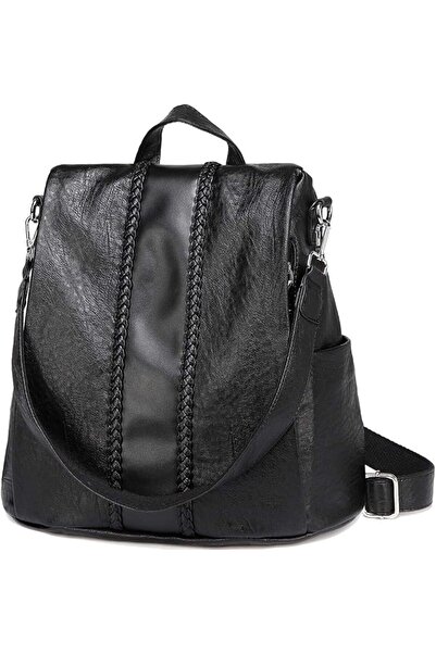 GENERAL Fashi Women's Fashion Anti-Theft Pu Leather Backpack, Classic Woven P...
