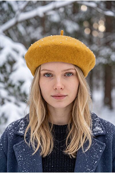 Aware Time Women's Painter Angora Beanie with Pearl