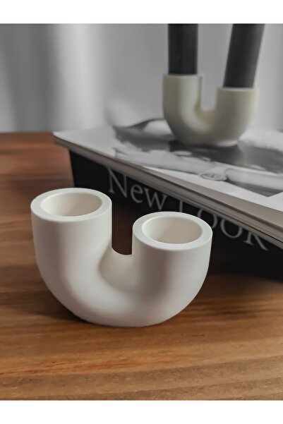 Moods Candle Studio Modern Çiftli Şamdan - Hediye Ev Dekorasyonu - Kahverengi...