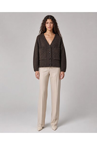 Noi Belis V-Neck Pocketed Buttoned Oversize Knitwear Cardigan Aw26Hi0003