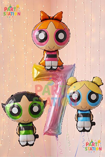 Parti Station Powerpuff Girls Themed 7 Year Old Balloon Set 4 Pieces - Giant ...
