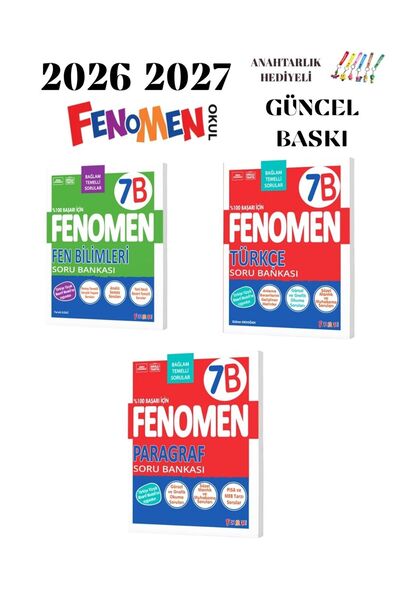Fenomen Yayıncılık 7.SINIF FEN BİLİMLERİ TÜRKÇE VE PARAGRAF B SERİSİ SORU BAN...