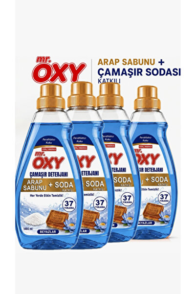 Mr.Oxy SIVI ÇAMAŞIR DETERJANI ARAP SABUNU+SODA KATKILI BEYAZLAR İÇİN 4LÜ 1480ML