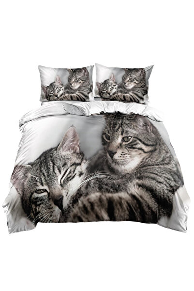 OtherMax Set lenjerie de pat 140x200 cm Fețe de pernă 65x65 cm Pisici Microfi...