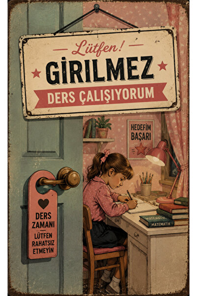 Lucena Retro I'M Studying Metal Wall Sign - Girl's Room Decorative Vintage Po...