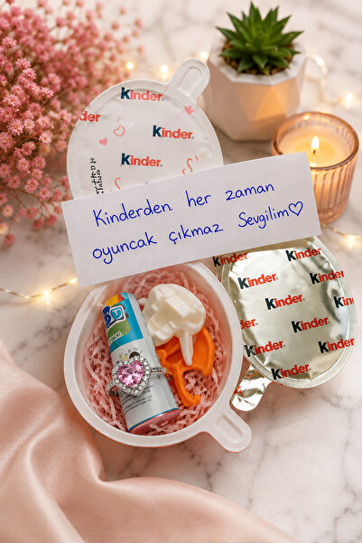 İNCİ sepette Kinder Joy Pembe Taşlı Yüzüklü Sürpriz yumurta