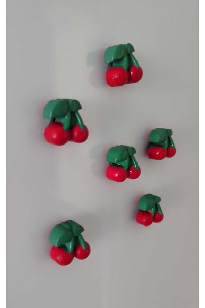 STELLA CANDLE WORKSHOP Magnet - Buzdolabı Magneti - Buzdolabı Süsü - 6’li Kiraz Magnet - Sevgililer Günü Hediyesi
