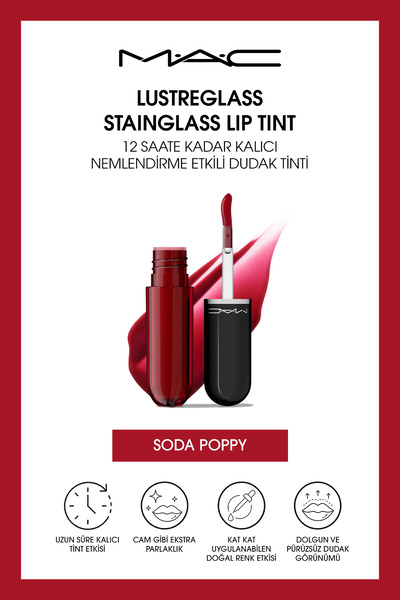 M.A.C Lustreglass StainGlass Lip Tint - 12 Saate Kadar Kalıcı Nemlendirme Etk...