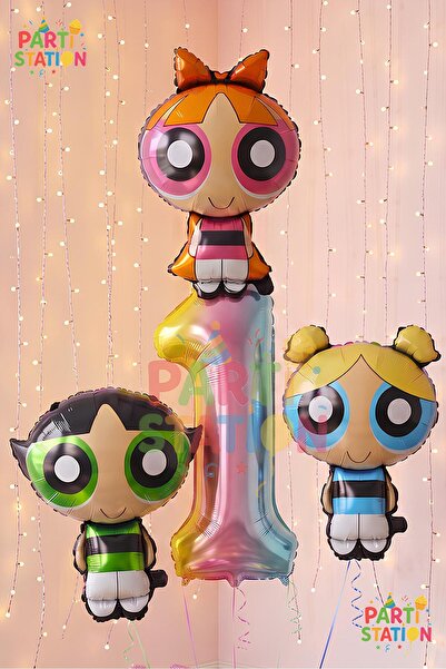 Parti Station Powerpuff Girls Themed 1 Year Old Balloon Set 4 Pieces - Giant ...