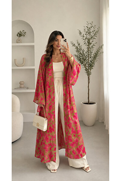 northern fashion saten ipek desenli kimono