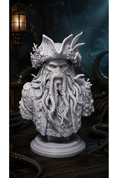 Karayip Korsanları Temalı Davy Jones Büstü - Yüksek Detaylı Reçine Baskı - ( Boyama Seti Hediyeli )