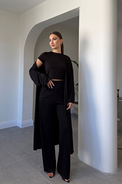MAGARDE Bluz Pants Kimono Set - Black