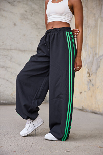 Superbluemexico Women's Striped Detailed Loose Baggy Pants