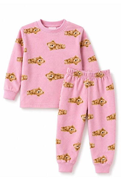 Oz Baby Suede Teddy Bear Printed Unisex Baby Girl and Boy Set Seasonal Top an...