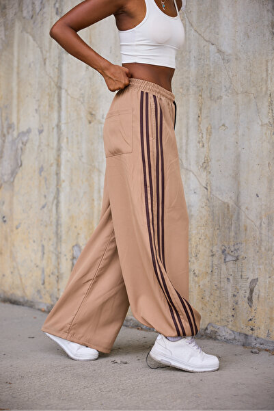 Superbluemexico Women's Striped Detailed Loose Baggy Pants