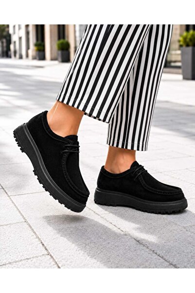 Oneka Shoes Kadın Günlük Bağcıklı Siyah süet 190826SSS1735