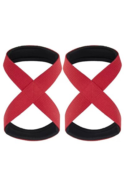 choice2 Red Padded Figure 8 Straps Deadlift Weight Lifting Wrist Straps Power...