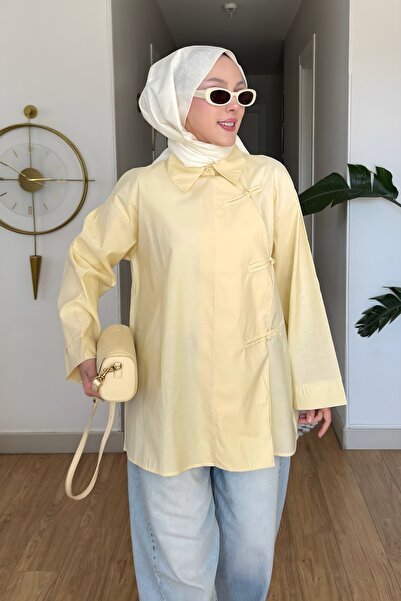 İmajButik Sarı Biye Bağcıklı Salaş Tunik