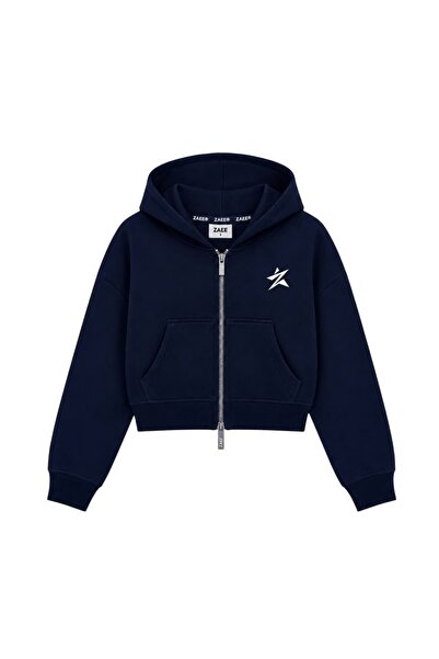 zaee Star Embroidered Premium Oversize Cropped Zipper