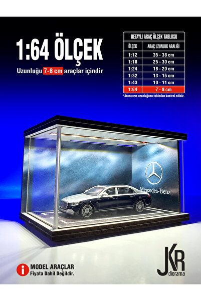 JKR diorama Mercedes V2 Diecast Led Işıklı Akrilik Korumalı Stand/Diorama 1:6...