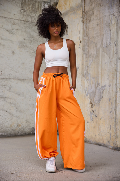 Superbluemexico Women's Striped Detailed Loose Baggy Pants