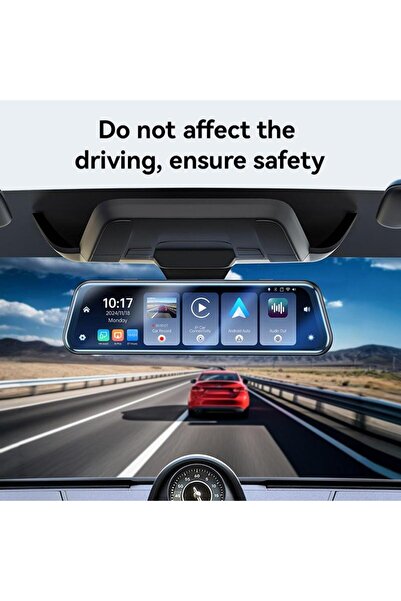 Yesido KM24 9.66" HD Mirror Dash Cam with CarPlay, Android Auto, AirPlay & Du...