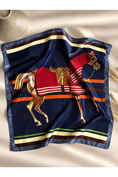 BIJUTERI Horse Themed 70 X 70 cm Women's Satin Scarf