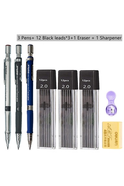 Choice1 Black Pencil set C Mechanical Pencil Set 2.0 mm with 2B Black/Colors ...
