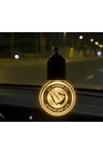 SP تعليقة سيارة مضيئة LED بشعار نادي النصر السعودي | ميدالية أكريليك معلقة لل...