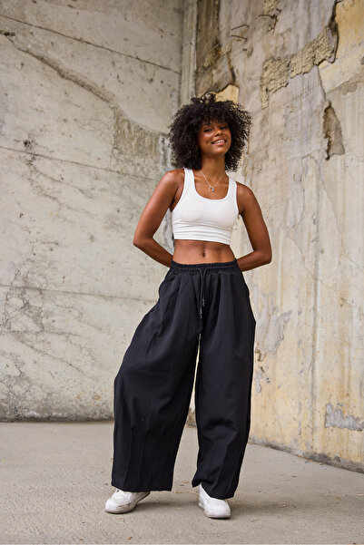 Superbluemexico Women's Trousers with Detailed Design and Hem Stitching